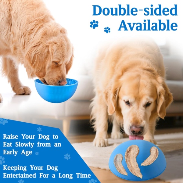 Lick Bowl, Silicone Dog Slow Feeder Bowl, Dog Enrichment Bowl Pet Slow Feeder Bowls for Oral Health Preventing Choking Anxiety Relief Wobble or Stay Put (Blue+Green) - Image 3