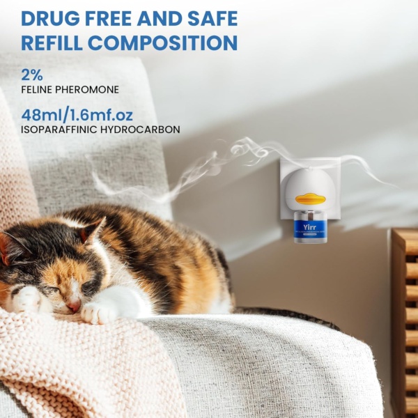 Cat Calming Plug-in, Cat Pheromone Diffuser, 4-in-1 Cat Pheromones Calming Diffuser Kit, Relaxing Pheromone for Cats Relief Stress Anxiety Fighting Scratching, 2 Diffuser 2 Refills(48ml) - Image 6