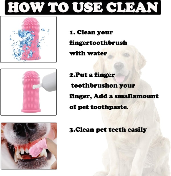 ZNDFTW 6 Pcs Dog Finger Toothbrush, Dog Toothbrush, Dog Toothbrush Finger, Silicone Pets Teeth Cleaning Puppies Teeth Cleaning Products for Cats & Small Pets Dental Care Three-Colour - Image 6