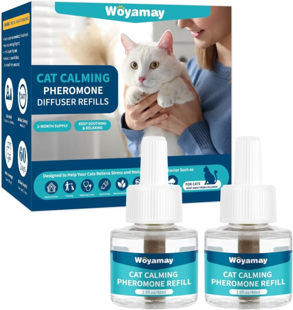 2 Pack Cat Calming Plug-in Refill, Calming Cat Pheromones Diffuser Refill - Cat Calming Diffuser Refills Relieve Anxiety & Stress 2 Month Supply, Fits All Common Diffuser Heads