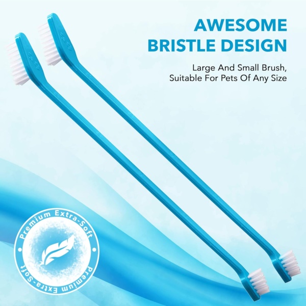 BOSHEL Dog Toothbrush Set - 8 Pack - 6 Long Handled Double-Sided Toothbrushes & 2 Finger Toothbrushes - Soft Nylon Bristles - Oral Care Kit for Dogs & Cats - Image 4