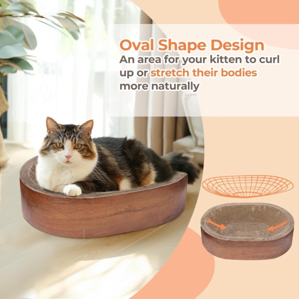 Cat Scratcher - Durable Cardboard Scratching Board, Oval & Circle Scratch Pads for Furniture Protection & Claw Health - Image 5