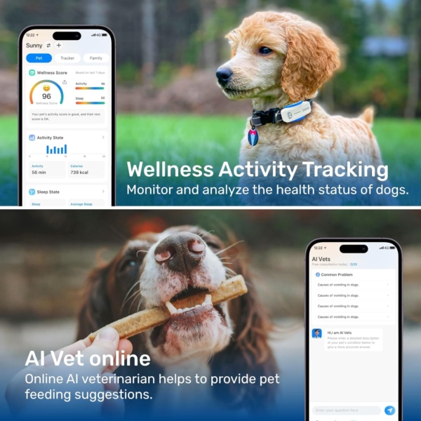 AI GPS Tracker for Dogs (30lbs+), Real Time Location and AI Vet Health Management, Electronic Fence, Waterproof, iOS and Android Universal（White） - Image 5