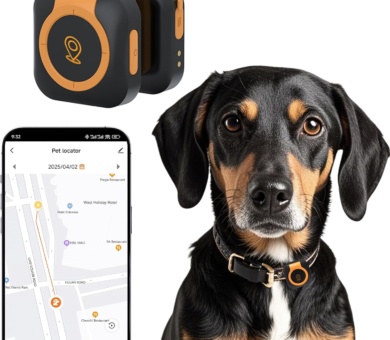 GPS Tracker Health Monitoring for Dogs, GPS Location & Smart Pet Activity Tracker, Works with Any Collar (Android and iOS Universal)