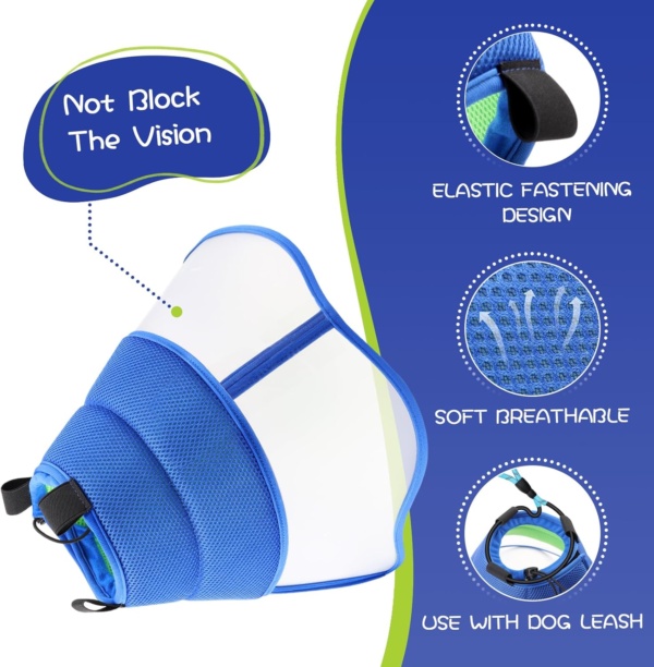 Soft Dog Cone Collar for Dogs After Surgery, Adjustable recovery collars for dogs, buster collars for dogs prevent licking, Anti-Bite Lick Wound Healing Safety Practical Plastic - Size XL Blue - Image 2