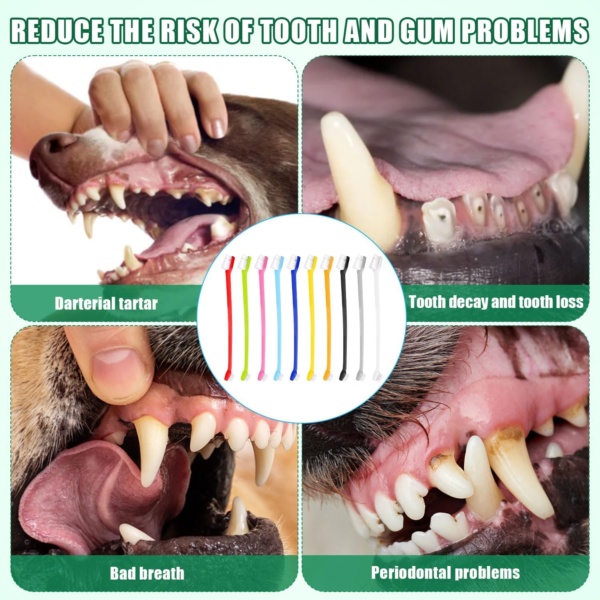 100pcs Dog Toothbrush, Dual Headed Soft Bristles Cat Toothbrush Anti-Slip Kitten Teeth Cleaning Double Headed Brush Easy Cleaning Dental Care Supplies for Dogs Cats Puppy Kitty Pets (10 Colors) - Image 7