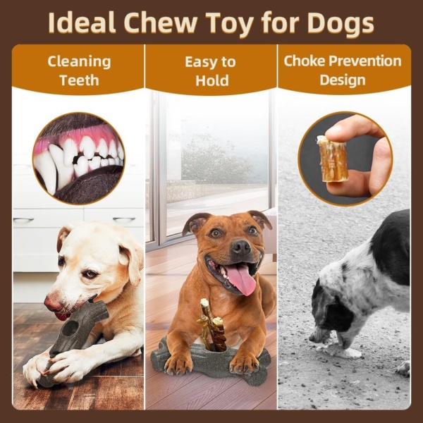 Dog Chew Toy, Bully Stick Holder, Durable Bone-Shaped Chew Toy for Medium/Large Breed Dogs, Prevents Choking, Promotes Dental Health - Image 3