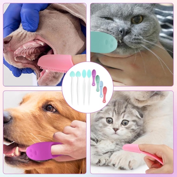 8 Pcs Cat Chin Brush Dog Finger Toothbrush Silicone Scrubber for Cats Cat Chin Cleaner Silicone Cat Chin Scrubber Silicone Material Deep Effective Cleaning Suitable for Dog and Cat Dental Care - Image 7
