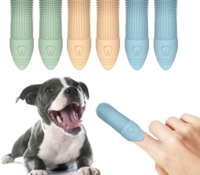 6 Pcs Silicone Pets Teeth, Cat Toothbrush Dog Finger Toothbrush, Cleaning Toothbrush Kit, Full Surround Bristles Dog Tooth Brush Silicone Puppy Toothbrush, for Cats & Small Pets Dental Care