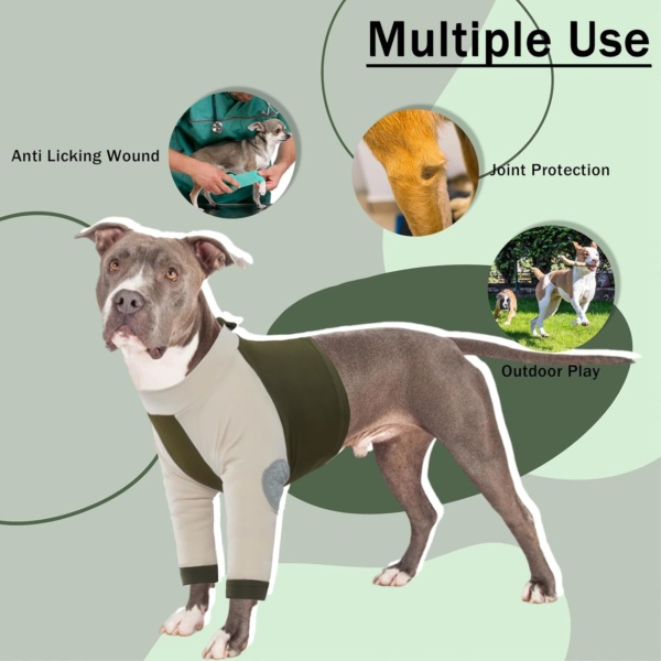 LeLePet Dog Recovery Sleeve, Front Leg Protector, Elbow Joint Support, Green, S-3XL - Image 4