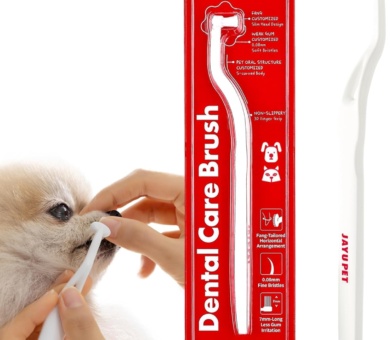 JAYU PET Dental Care Brush (Soft Bristles) - Toothbrush for Cat and Small Dog with Horizontal Head & Easy Grip Handle