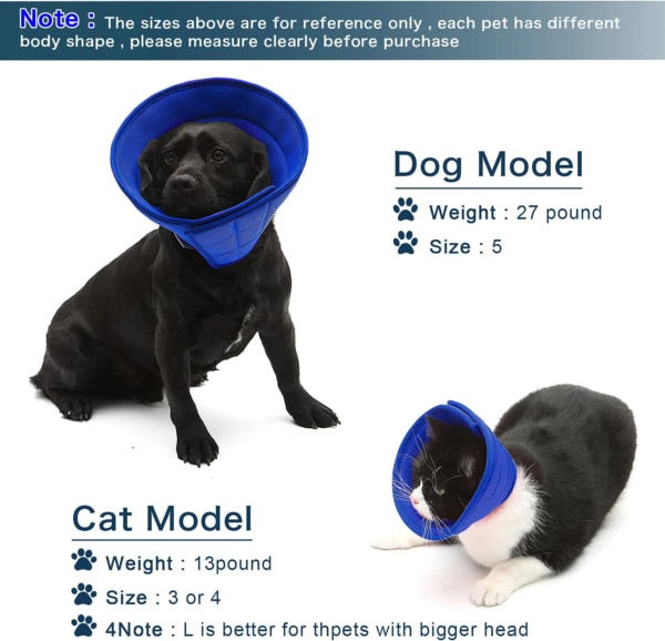 Breathable Mesh Elizabethan Collar, Soft Adjustable E-collor For Pet Dogs Cats Rabbit Quicker Healing Anti-Bite Anti-Lick Easy Eat and Drink(Blue) - Image 3