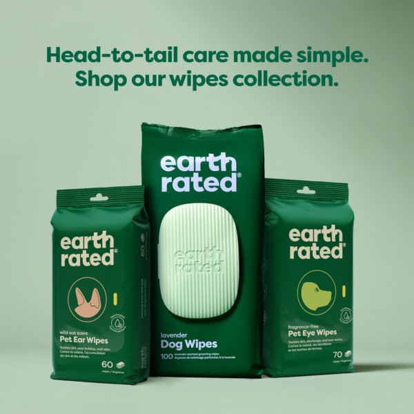 Earth Rated Hypoallergenic Pet Wipes for Dogs & Cats, Cleaning and Odour-Controlling Grooming for Paws, Body, and Butt, Unscented, 100 Count - Image 8