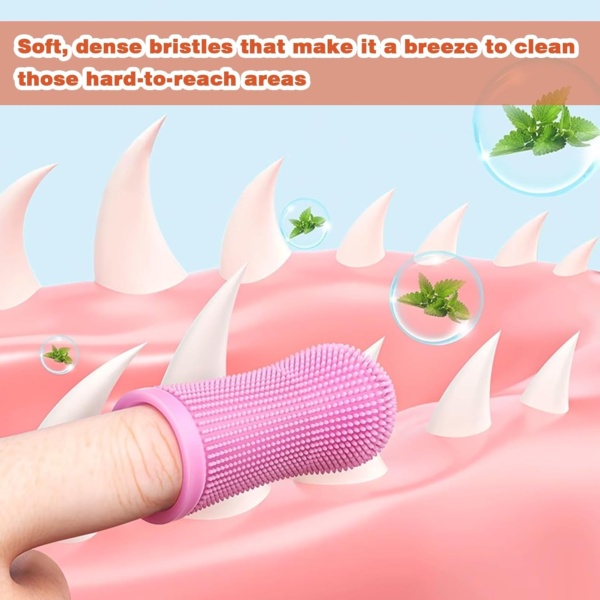 4 Pack Dog Finger Toothbrush Kit, 360° Cleaning Silicone Pet Brushing Teeth Cleaner Food Grade Silicone Dog Finger Toothbrush for Dogs & Cats Dental Care, Fits Most Fingers - Image 3