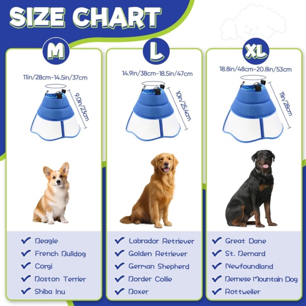 Soft Dog Cone Collar for Dogs After Surgery, Adjustable recovery collars for dogs, buster collars for dogs prevent licking, Anti-Bite Lick Wound Healing Safety Practical Plastic - Size XL Blue - Image 4