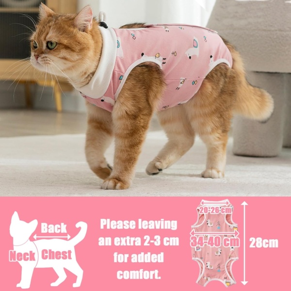 Surgery Recovery Suit for Cats, Anti Licking Cat Recovery Suit, Breathable Cat Onesie, Comfortable Kitten Vest after Spaying, Soft Pet Recovery Bodysuit, for Abdominal Wounds (M) - Image 2