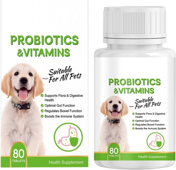 Digestive Tablets for Dogs - Pet Probiotic Tablets Pet Health Supplement Probiotic | Dog Probiotic Support Gut Health, Itchy Skin, Allergies, Yeast Balance, Immunity