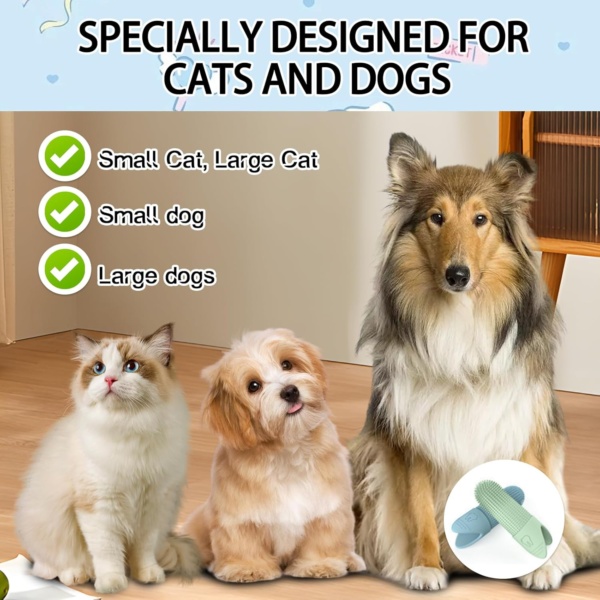 6 Pcs Silicone Pets Teeth, Cat Toothbrush Dog Finger Toothbrush, Cleaning Toothbrush Kit, Full Surround Bristles Dog Tooth Brush Silicone Puppy Toothbrush, for Cats & Small Pets Dental Care - Image 6