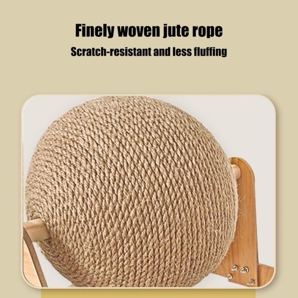 Cat Scratcher Toy, Kitten Claw Grinding Ball, Wooden Sisal Scratcher, Furniture Protector, Exercise and Claw Health Promoter, for Indoor Outdoor Pet Play, 20.08x12.2x7.87 inches - Image 6
