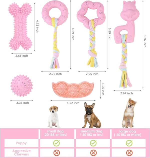 Puppy Toys,Dog Chew Toy for Teething Small Dogs, Puppy Chew Squeaky Toys, Soft & Durable Dog Chew Toys Cleaning Teeth and Protects Oral Health (Pink 6 PACK) - Image 5
