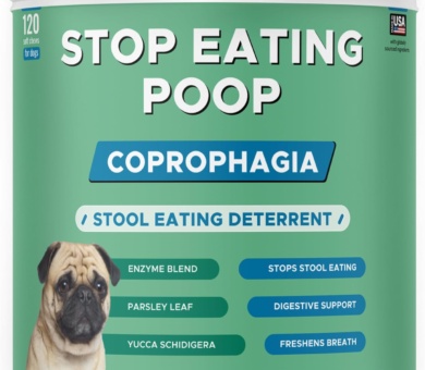 No Poop Eating for Dogs - Stop and Prevent Coprophagia - Dog Poop Eating Deterrent & Prevention - Digestive Enzymes + Probiotics for Gut Health - Breath Freshener - 120 Chews
