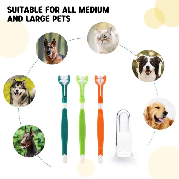 6 Pieces Dog Toothbrush, Finger Silicone Toothbrushes, 360º Pets Teeth Cleaning Toothbrush, Dog Cat Toothbrush, Triple Head Pet Toothbrush for Dog Cat Pet Tooth Dental Health - Image 5