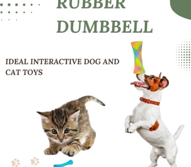 Interactive Rubber Chew Toys for Dogs and Cats – Durable Treat Dispensing Dumbbell Toy, Non-Toxic and Safe for Pet Dental Health and Playtime