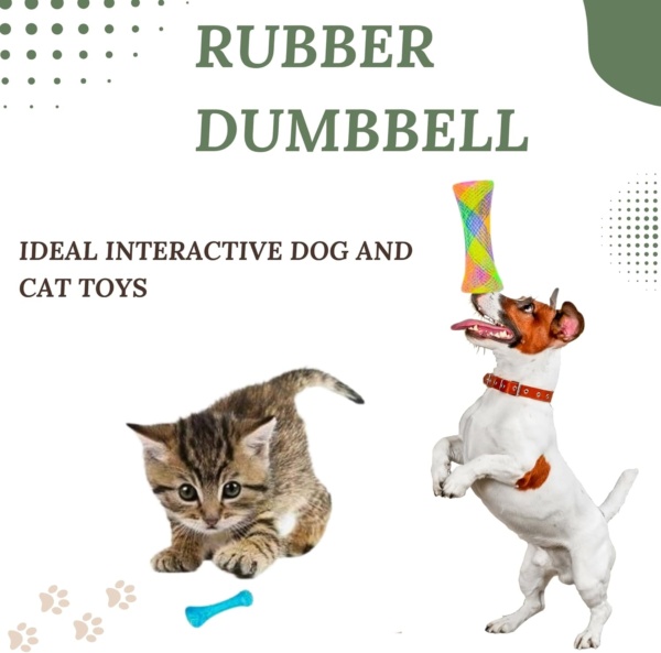 Interactive Rubber Chew Toys for Dogs and Cats – Durable Treat Dispensing Dumbbell Toy, Non-Toxic and Safe for Pet Dental Health and Playtime