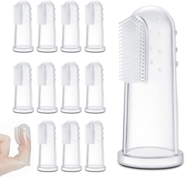 12Pcs Dog Finger Toothbrush Transparent Dog Toothbrush Set Cat Dog Silicone Finger Toothbrush Easy Pets Teeth Cleaning Toothbrush for Dogs Cats Dental Care