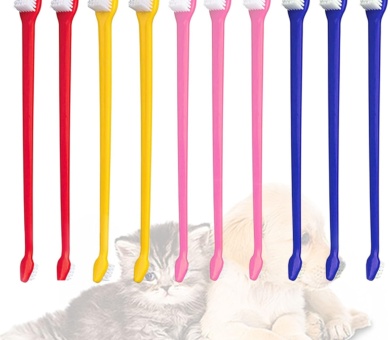 10pcs Dog Toothbrush, DKDDSSS Long Handle Double Head Dog Toothbrushes, Cat Teeth Cleaning Toothbrush, for Pet Dogs Cats Puppy Dental Care Toothbrush