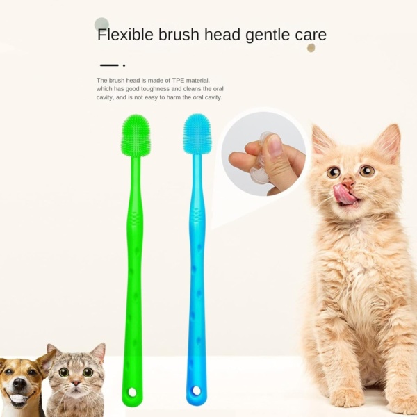 Dog Brush Cat Pet Puppy Gum Finger Toothbrush Dental Care Teeth Cleaning Supplies Kit for Dogs, 2 Pcs 360° Silicone - Image 3
