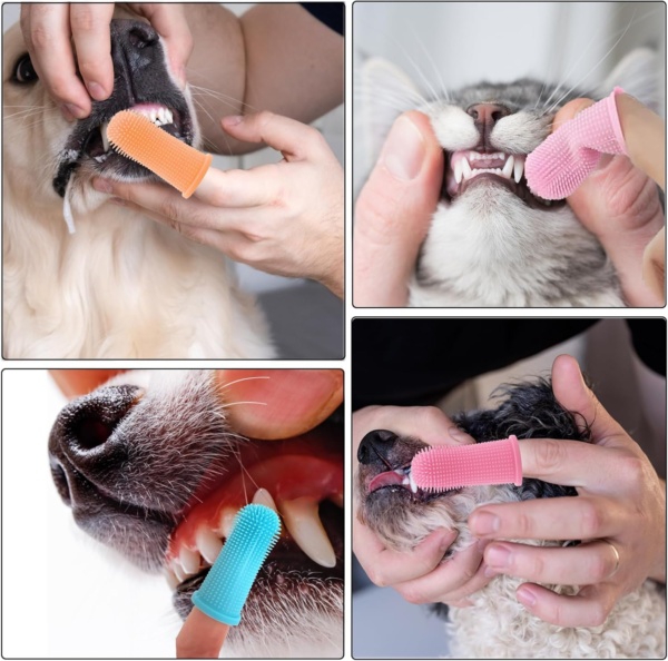 ZNDFTW 6 Pcs Dog Finger Toothbrush, Dog Toothbrush, Dog Toothbrush Finger, Silicone Pets Teeth Cleaning Puppies Teeth Cleaning Products for Cats & Small Pets Dental Care Three-Colour - Image 7