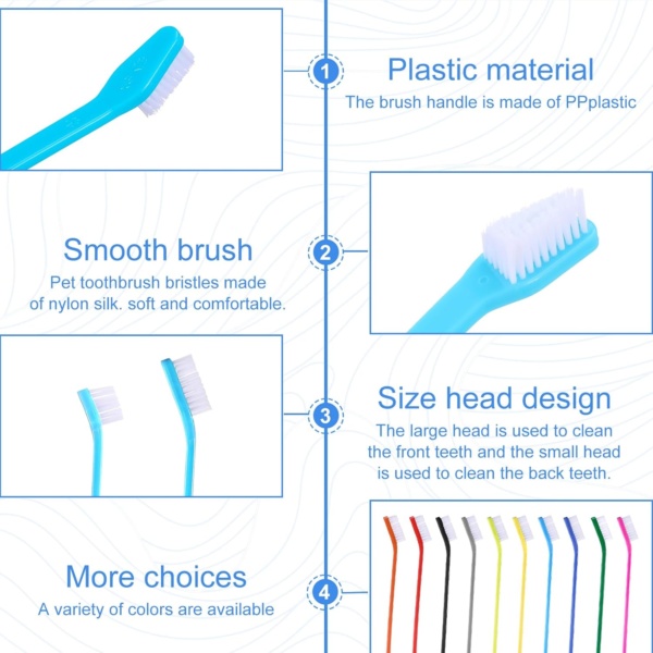 10Pcs Dog Toothbrush Double Headed Brush Dental Teeth Brushes Long Handle Tooth Brush Cleaning Double Head Toothbrush Soft Bristles Oral Care for Small to Large Dogs Cats Pets - Image 3