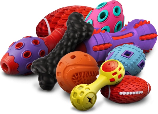 Knobbly Bone Dog Toy – Durable Rubber Chew Toy for Strong Chewers – Squeaky Interactive Toy, Dental Health Aid, Non-Toxic and Non-Allergenic – Perfect for Most Dog Breeds