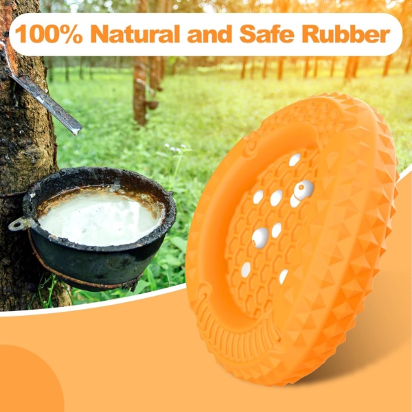 PcEoTllar Dog Chew Toys for Aggressive Chewers, Large Indestructible Dog Toys for Large Dogs, Interactive Dog Toys for Boredom, Natural Rubber for Teeth Gum Health, Orange - Image 3