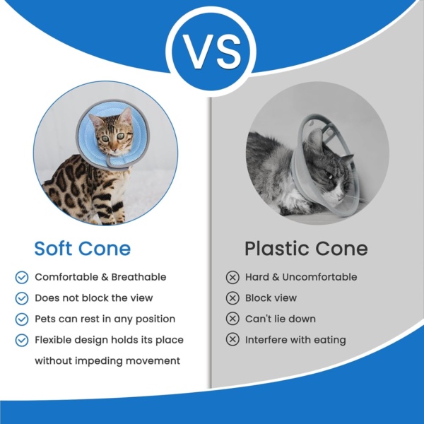 Cat Cone Collar Recovery Cone of Shame Adjustable Soft for Cats Small Dogs Pet After Surgery, Lightweight Elizabethan Cones for Cats Kittens Puppies Protective Comfortable M 8.7-12inches - Image 3