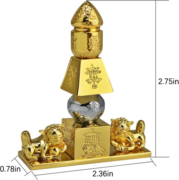 Feng Shui 5 Element Pagoda with 8 Auspicious Objects and Fu Dogs Lucky Fortune Decoration Meaning Health Wealth Figurine Mini - Image 7