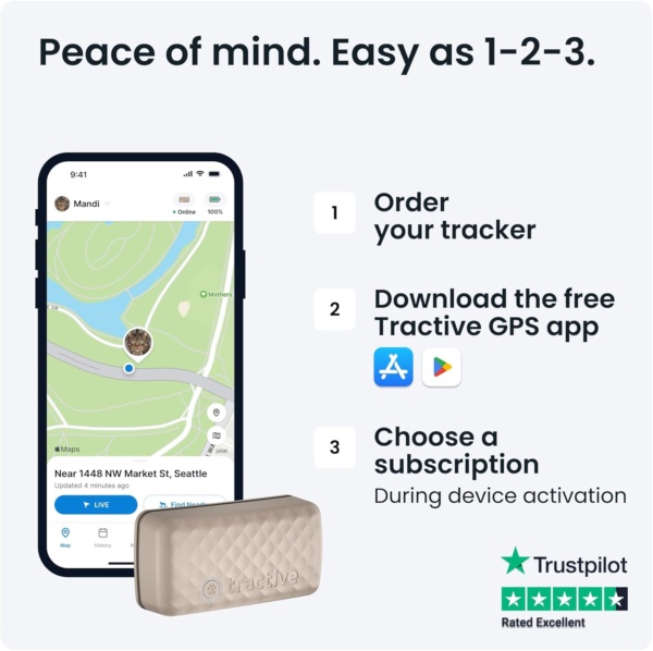 Tractive Mini GPS Cat Tracker | Market Leader | Real-Time Location Tracking | Location History | Health Alerts | Activity Monitoring | Collar included | Works With Subscription (Brown) - Image 6
