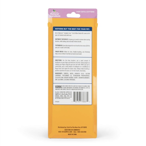 Arm & Hammer Complete Care Cat Dental Kit - Includes: 67.5g Toothpaste (Tuna), Toothbrush, Rubber Finger brush 3 Count (Pack of 1), White - Image 6