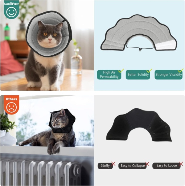 Dog Cat Cones Recovery Collar, Soft Mesh Elizabethan Collar, Breathable Dog Surgery Recovery Collar, E-Collars for Dogs After Surgery, Dog and Cat Protective Cone for Recovery, XS, Gray - Image 4