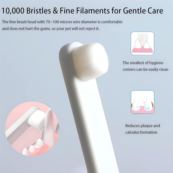 Extra Soft Dog & Cat Toothbrushes Dental Cleaning Brushes for Puppy Small Dog and Cat Dogs Teeth Dental Health 3 Pack Kit (White/Green/Pink) - Image 2