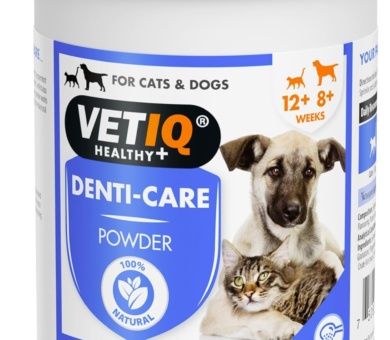 VETIQ Denti-Care Powder For Cats 12+ Weeks & Dogs 8+ Weeks, Natural Oral Care Remedy to Help Remove Plaque & Prevent Tartar Build Up & Keeps Teeth Cleans & Freshens Breath, 60 g (Pack of 1)