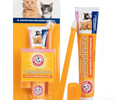 Arm & Hammer Complete Care Cat Dental Kit - Includes: 67.5g Toothpaste (Tuna), Toothbrush, Rubber Finger brush 3 Count (Pack of 1), White