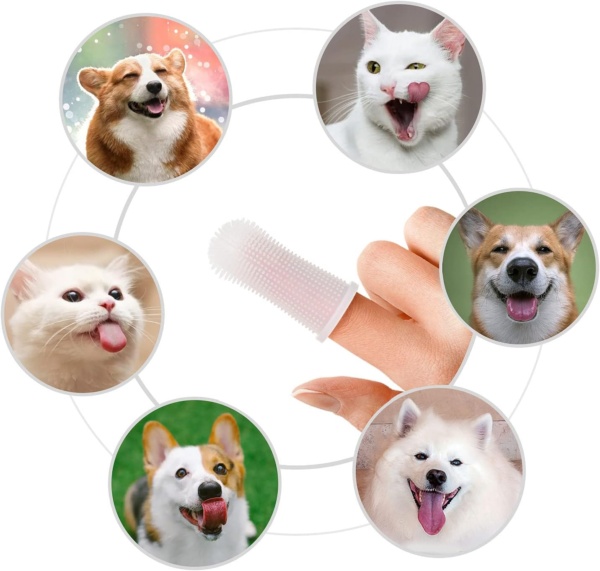 Dog Toothbrush Set (4 Packs), 360º Pets Teeth Cleaning Toothbrush for Dogs Cats Dental Care, Silicone Finger Teeth Brush - Image 4