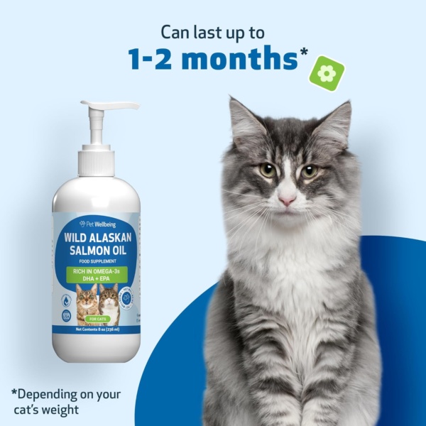 Wild Alaskan Salmon Oil for Cats - Wild-Caught, Cold-Processed, Daily Omega-3 Fish Oil for Healthy Coat and Skin, Joint Mobility and Strength - EPA, DHA - 8 fl oz (236 ml) - Image 8