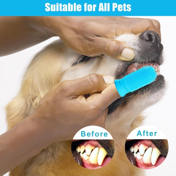 Dog Finger Toothbrush, 6Pcs Dog & Cat Toothbrush, 360º Silicone Puppy Tooth Brush, Dogs Cats Teeth Cleaning Dental Care - Image 2