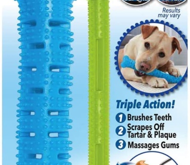 As Seen On TV BrushBone Dog Toothbrush, Dogs Brush Their Teeth While Chewing, Plaque and Tartar Remover for Teeth, Works 3 Ways to Clean, Invented by a Dentist & His Hygienist Wife