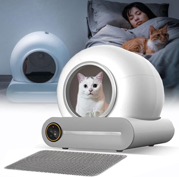 Self Cleaning Cat Litter Tray, APP Control And Health Monitoring, Ion Deodorisation, Automatic Cats Toilet Safety Anti-Pinch Robot, 9L ， For Multiple Cats