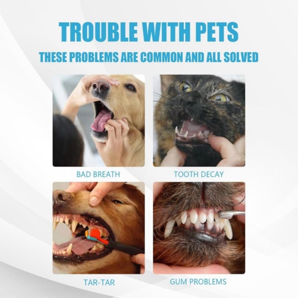 Pet Toothbrush Pen, Dog Teeth Cleaning, Cat Teeth Cleaning Pen, Manual Power Source, Natural Silicone Bristles, White, Oral Care for Pets - Image 3