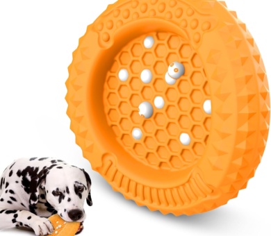 PcEoTllar Dog Chew Toys for Aggressive Chewers, Large Indestructible Dog Toys for Large Dogs, Interactive Dog Toys for Boredom, Natural Rubber for Teeth Gum Health, Orange
